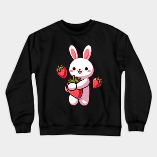 Berry Bunny Delight: Whimsical Strawberry Bunny Wonderland Crewneck Sweatshirt